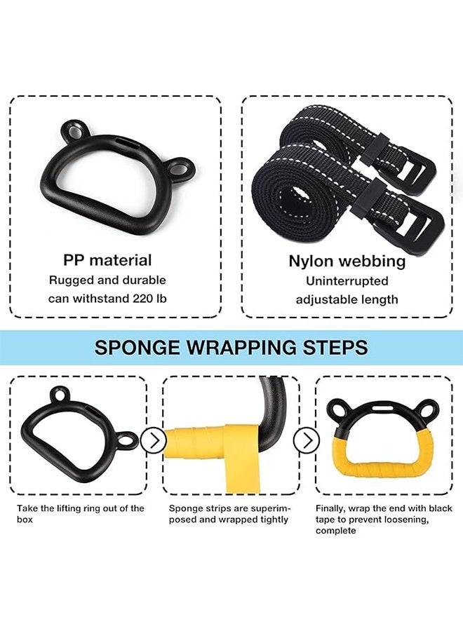 Kids Gymnastic Rings Pull Up Rings, for Chlidren Exercise, Kids Home Indoor Pulling Rings for Physical Training, Load Bearing 100kg - Image 5