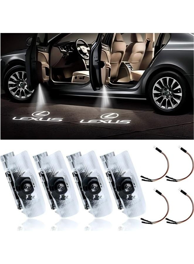 NOOA 4 Pack LED Car Door Logo Light Projector, Welcome Laser Lights Car Door Courtesy Lights 3D Logo Door Lights White LED Projector Lamps for RXESGXLSLXISGSRCUX Series Lexus Door Light Replacement - Image 1