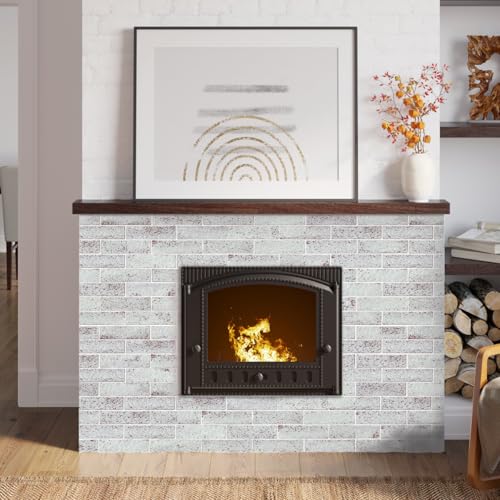 TORURAL 100 Whitewash Red Faux Brick Wall Tiles, 3D Thin Brick Veneers for Bedroom, Bathroom, Kitchen, Fireplace and Fence Wall Panels (14.2 sq ft) - Image 2