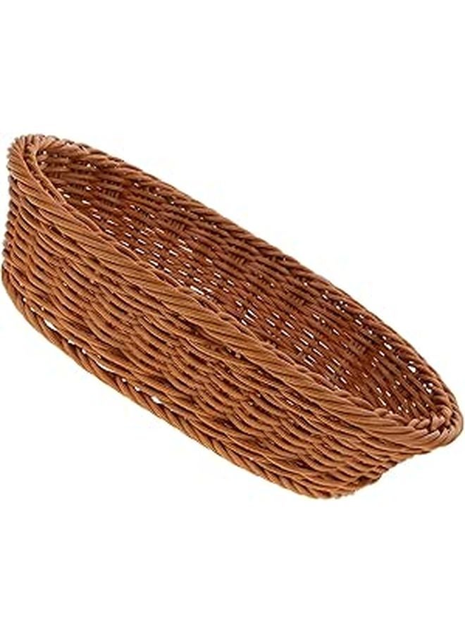 Brown Woven Rattan Fruit Basket 30x20x7cm Handwoven Kitchen Storage Snack Organizer - Image 1