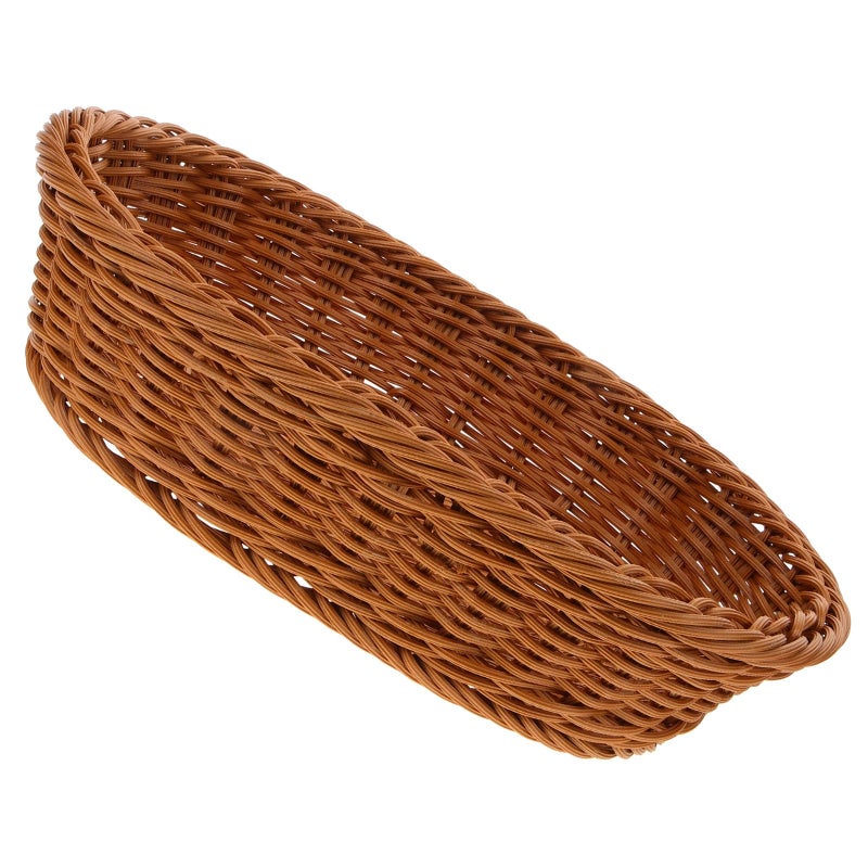 Brown Woven Rattan Fruit Basket 30x20x7cm Handwoven Kitchen Storage Snack Organizer - Image 2