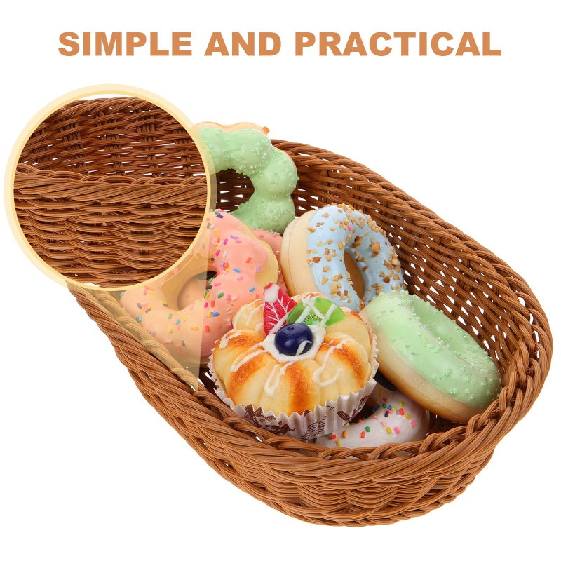 Brown Woven Rattan Fruit Basket 30x20x7cm Handwoven Kitchen Storage Snack Organizer - Image 4