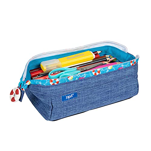 ZIPIT Lenny Pencil Case, Large Capacity Zipper Pouch for School, Stationery Bag for Teen Girls Boys and Adults, Teal - Image 3