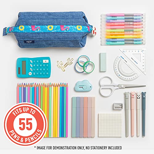 ZIPIT Lenny Pencil Case, Large Capacity Zipper Pouch for School, Stationery Bag for Teen Girls Boys and Adults, Teal - Image 4