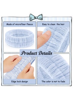 Giegxin 6 Pieces Face Washing Wristbands And Headbands Straps Set For Washing Face Spa Headband Wrist Soft Facial Hairband Adjustable Elastic Wash Wrist For Yoga Sports Make Up Shower(Gray Blue)  - Image 4
