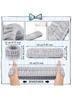 Giegxin 6 Pieces Face Washing Wristbands And Headbands Straps Set For Washing Face Spa Headband Wrist Soft Facial Hairband Adjustable Elastic Wash Wrist For Yoga Sports Make Up Shower(Gray Blue)  - Image 3