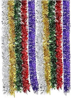 10Pcs x 2M Christmas Tinsel Garland, Thick Colorful Reflections Shiny Sparkly Hanging Xmas Decorations Classic Party Holiday Festival Ornaments, 6cm Wide - (Multi color, Send at random)