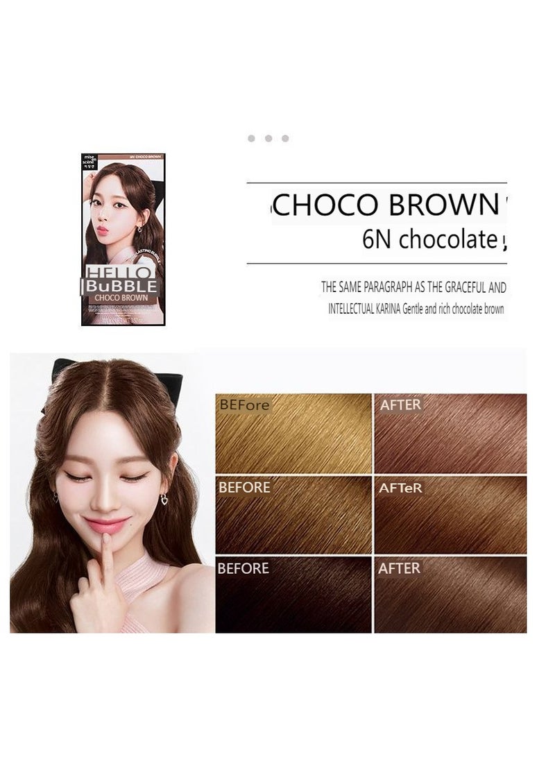 ميز أون سيين Mise En Scene مرحبا لون الشعر الرغوة الفقاعة، شوكولاته بنية 6N، - وظيفة صبغة الشعر الذاتية، جميع أنواع الشعر