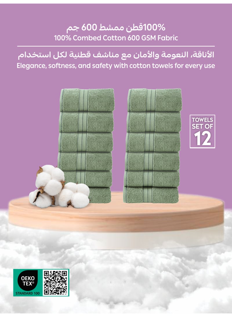 Donetella 12-Piece Washcloth Set, 30x30 cm | 100% Combed Cotton 600 GSM | Thick, Soft, Ultra-Absorbent & Quick-Drying | Ideal for Spa, Gym, Hotel & Daily Use - Image 2