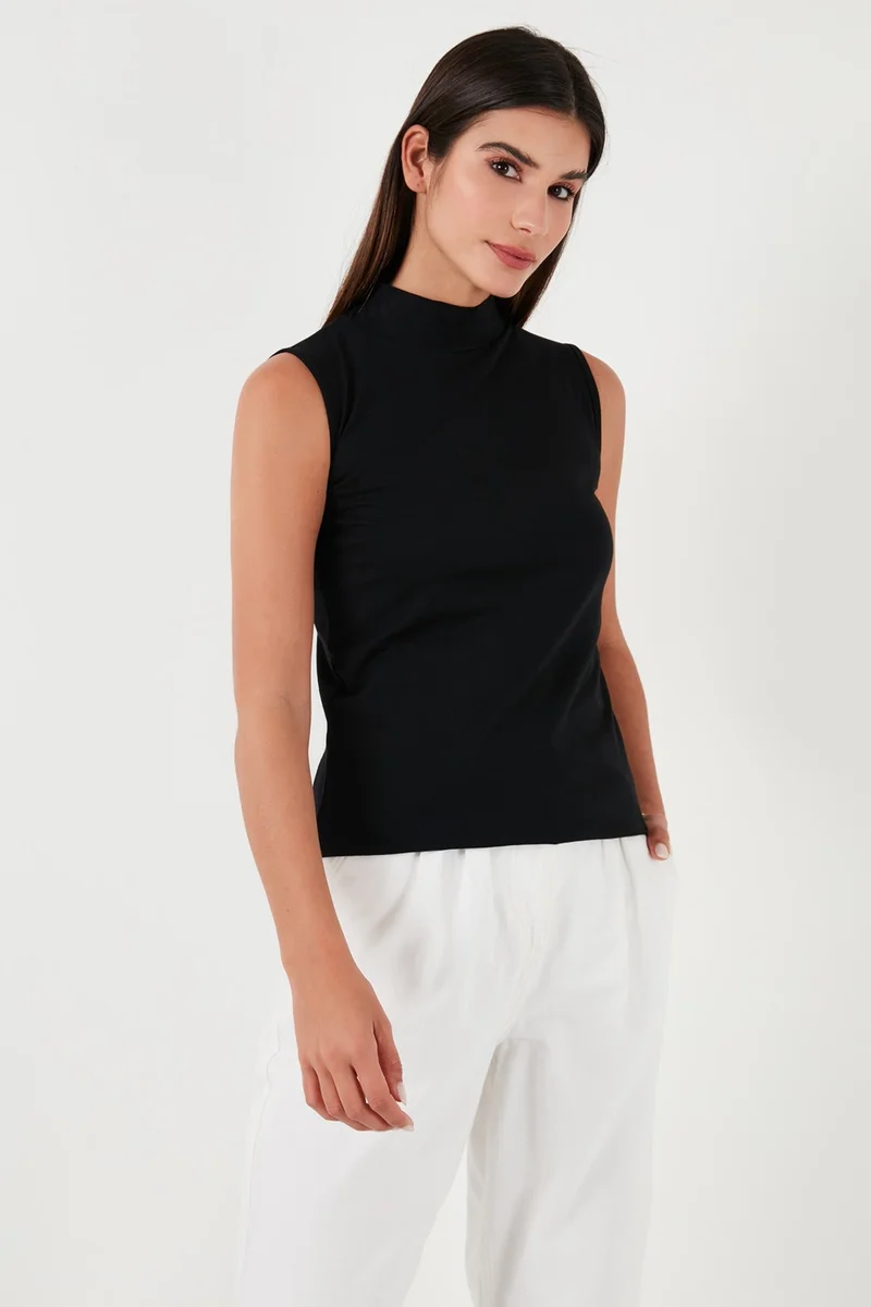 Lela Cotton Sleeveless High Collar T Shirt Women's T Shirt 5865710