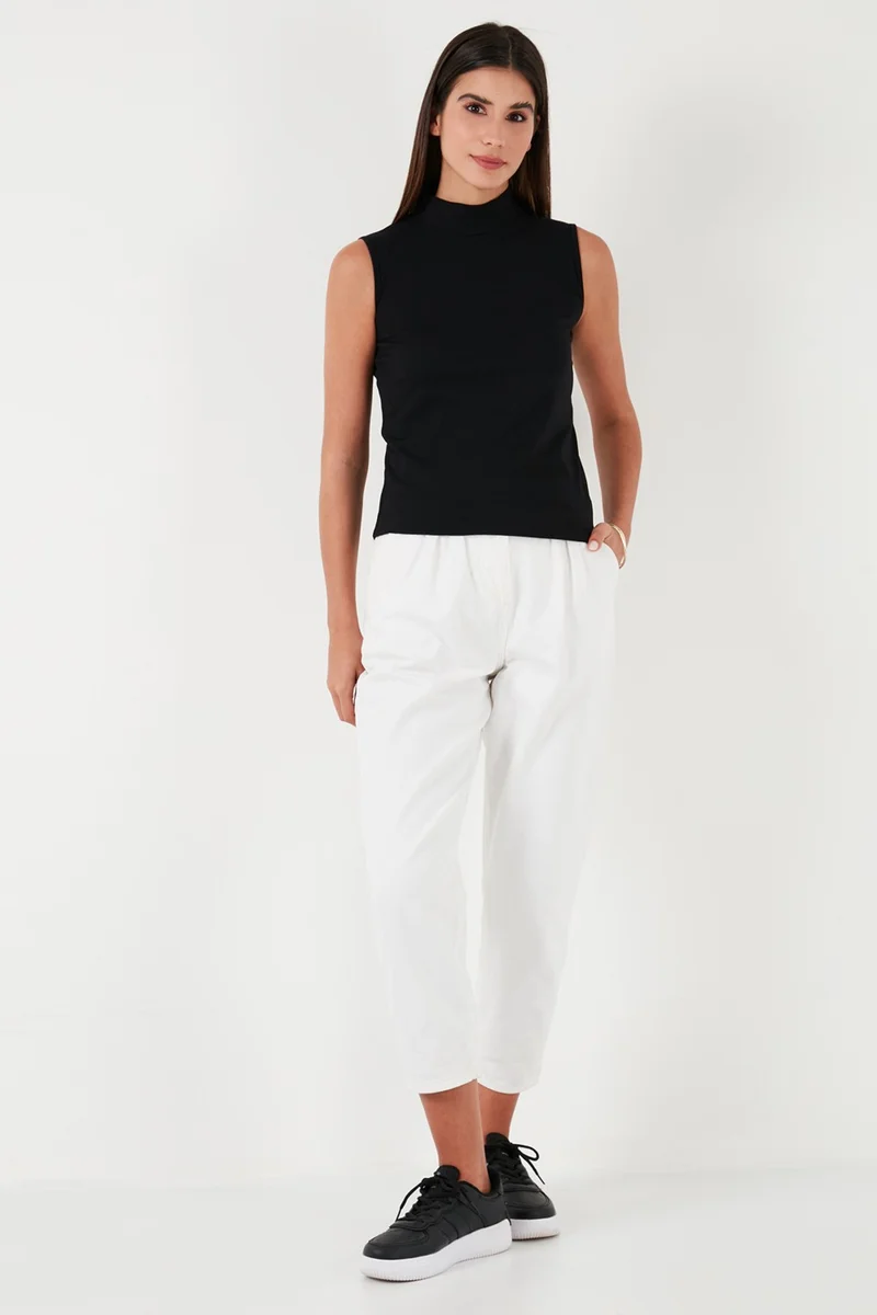 Lela Cotton Sleeveless High Collar T Shirt Women's T Shirt 5865710