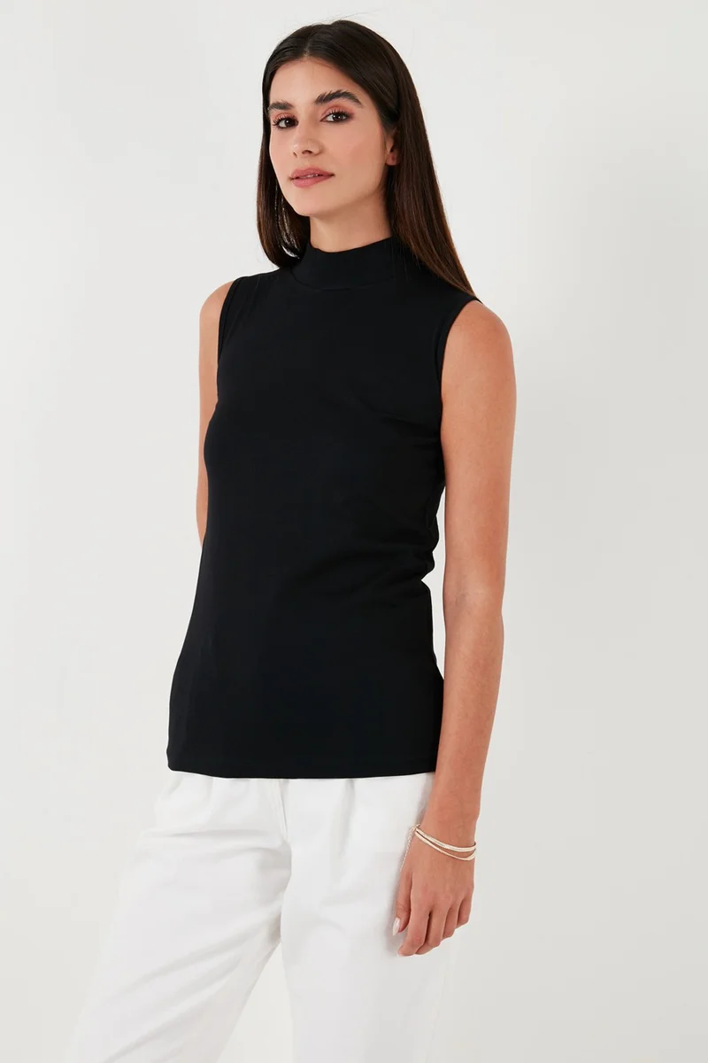 Lela Cotton Sleeveless High Collar T Shirt Women's T Shirt 5865710