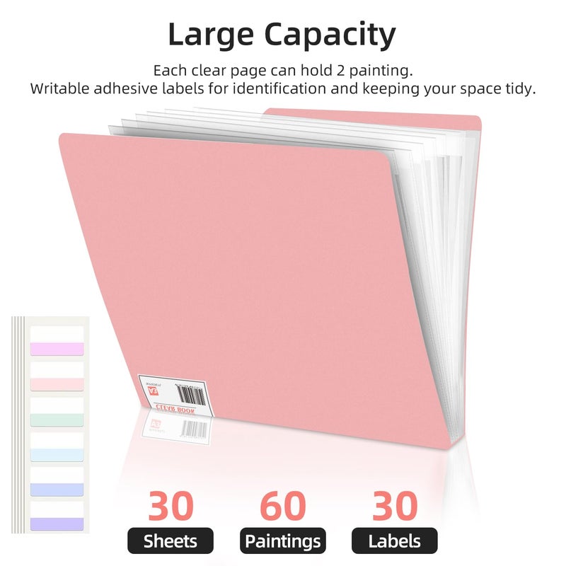 HOWUKE A3 Diamond Painting Storage Book, 60 Views Art Portfolio Presentations Folder with 30 Pages Protectors, 17.3x12.8in - Image 2