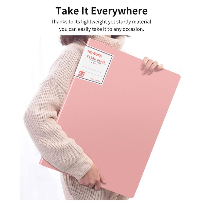 HOWUKE A3 Diamond Painting Storage Book, 60 Views Art Portfolio Presentations Folder with 30 Pages Protectors, 17.3x12.8in - Image 3