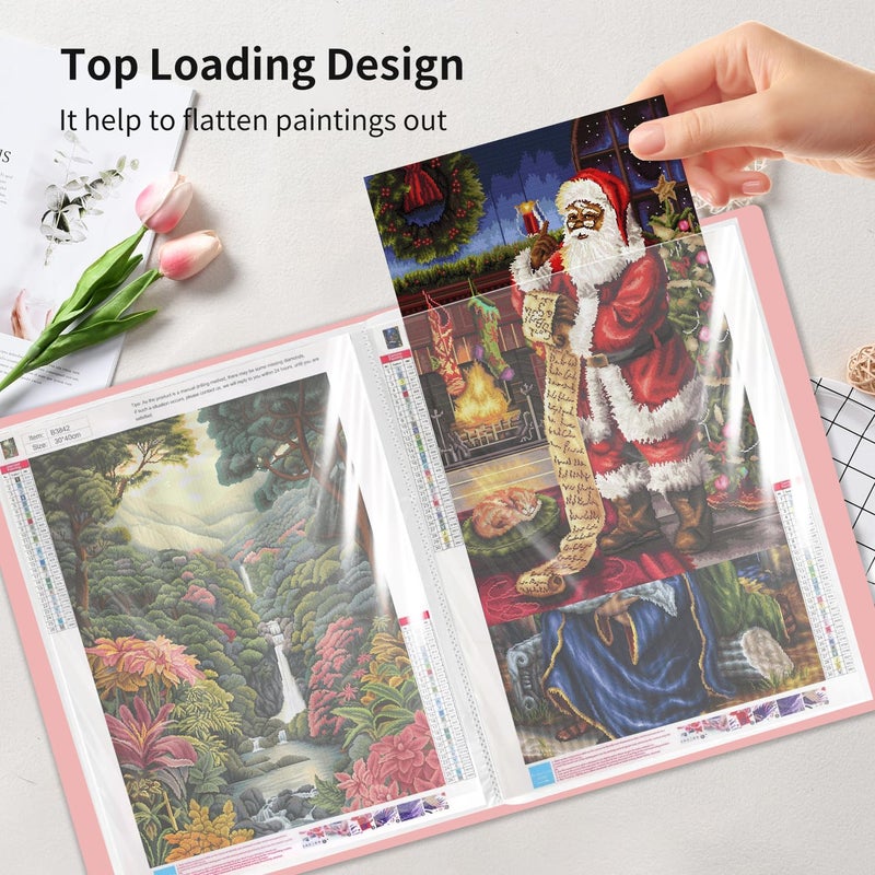 HOWUKE A3 Diamond Painting Storage Book, 60 Views Art Portfolio Presentations Folder with 30 Pages Protectors, 17.3x12.8in - Image 5