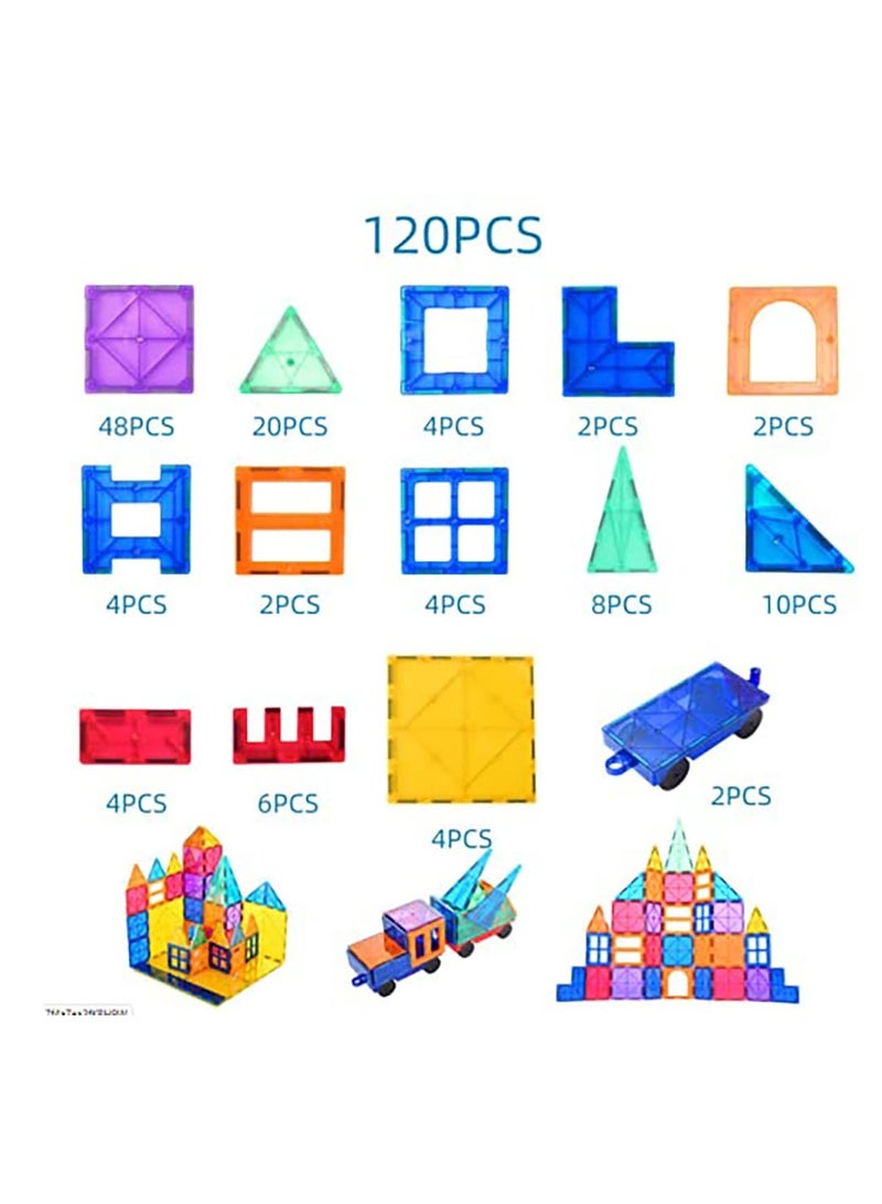 120Pcs Magnet Toys Kids Magnetic Building Tiles, 3D Blocks Preschool Sets Educational for Toddlers Boys and Girls - Image 3