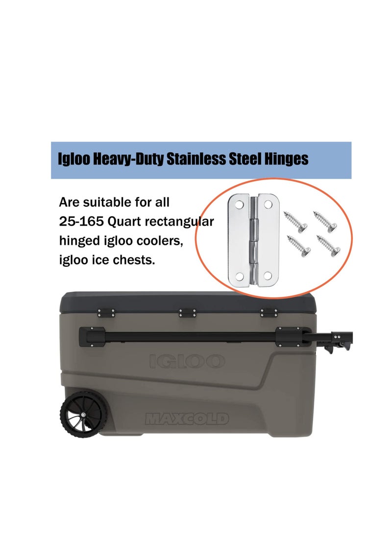 4 Pack Durable Stainless Steel Cooler Hinges with Screws for Igloo Ice Chests Replacement - Image 3