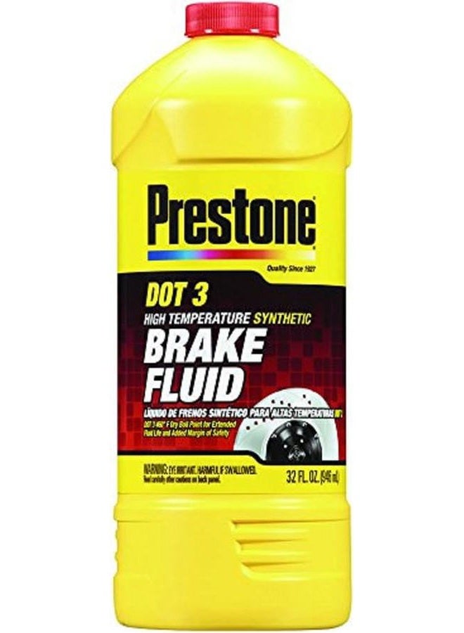 Prestone Brake Fluid - DOT 3 Synthetic, 32 oz, 2 lbs, Prevents Corrosion in ABS, Disc & Drum Brakes - Image 1