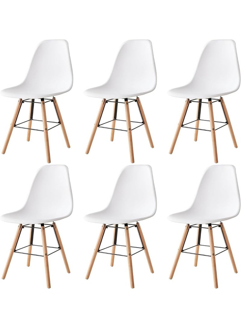 Set of 6 Scandinavian Dining Chairs with Solid Beech Wood Legs, Ergonomic Kitchen & Dining Chairs for Home, Office and Dining Room - Image 1