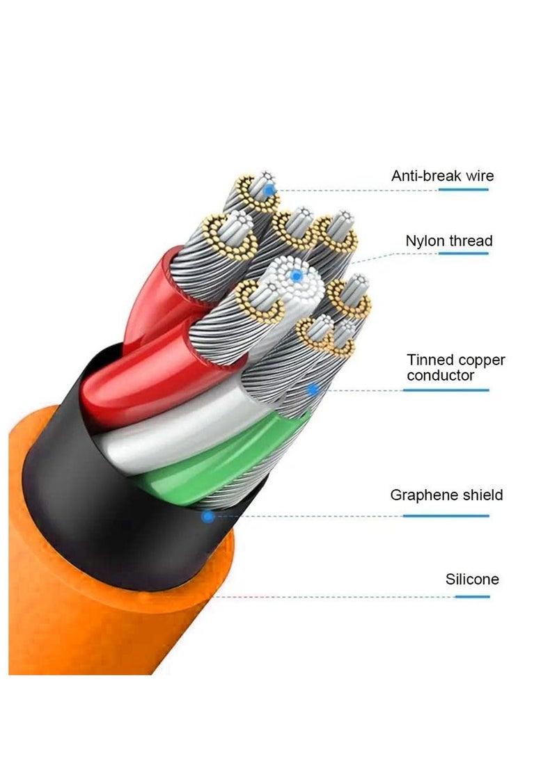SYOSI Silicone Charging Cable, 3.28ft 100W Fast Charge Cable Support Data Transfer Type C to C Cable Suitable for Smartphones, Tablets, Game Consoles, laptops (1M, Orange) - Image 4