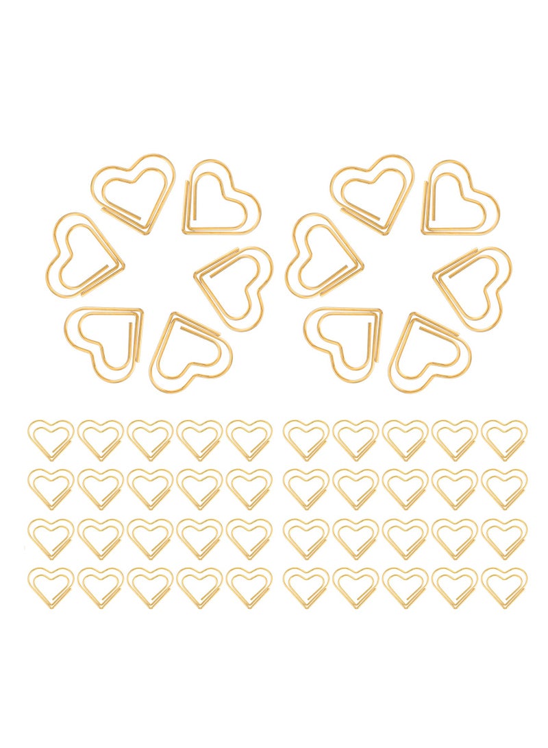 SYOSI Metal Paper Clips, 100 Count Gold Heart Shaped Paperclips, Cute Small Bookmarks for Books, Photos, Posters, Notes, Memos, Office Supplies, Crafts, Scrapbooking, 25 x 20 cm - Image 1