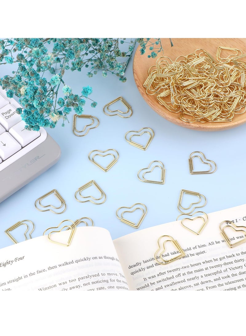 SYOSI Metal Paper Clips, 100 Count Gold Heart Shaped Paperclips, Cute Small Bookmarks for Books, Photos, Posters, Notes, Memos, Office Supplies, Crafts, Scrapbooking, 25 x 20 cm - Image 4