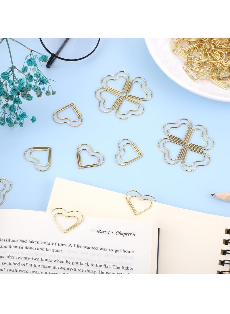 SYOSI Metal Paper Clips, 100 Count Gold Heart Shaped Paperclips, Cute Small Bookmarks for Books, Photos, Posters, Notes, Memos, Office Supplies, Crafts, Scrapbooking, 25 x 20 cm - Image 3