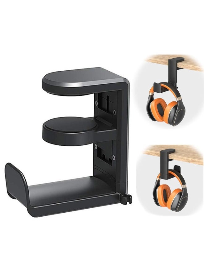شو وو حامل سماعة رأس قابل للتعديل، حامل سماعة رأس تحت المكتب، خطاف تعليق سماعة رأس دوار 360° - Image 1