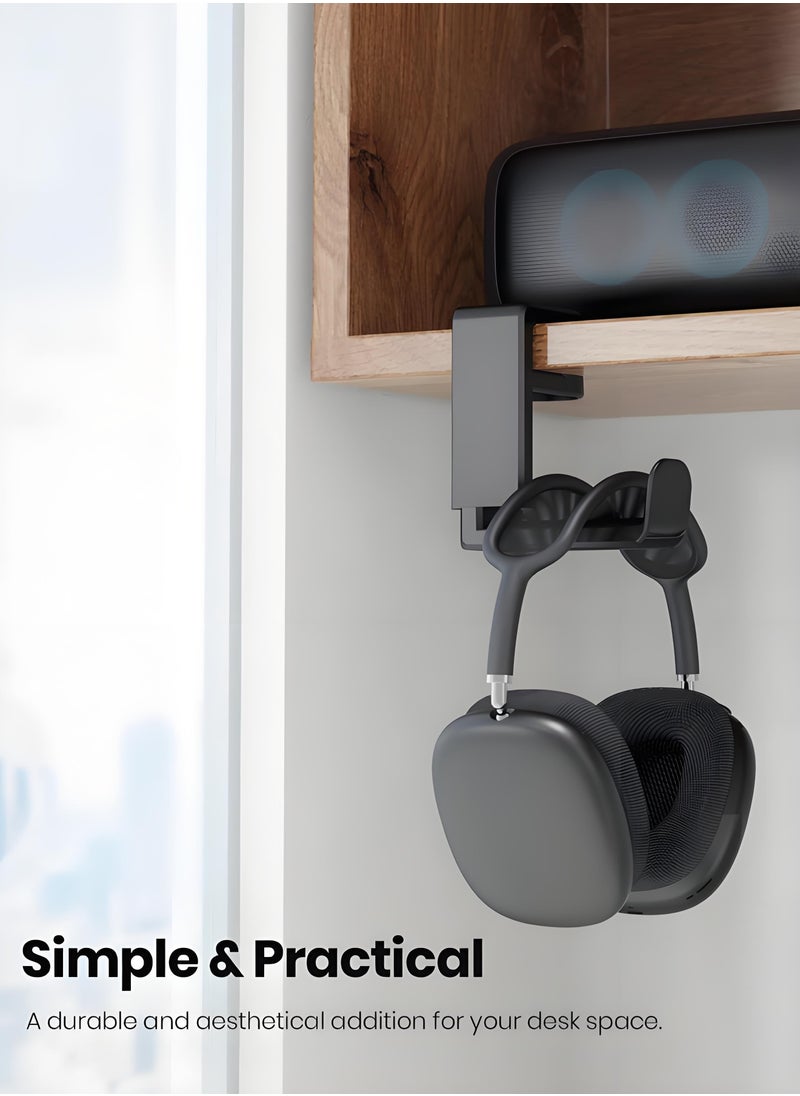 XiuWoo Adjustable Headset Stand, Under Desk Headphone Holder, 360° Rotating Headphone Hanger Hook  - Image 3