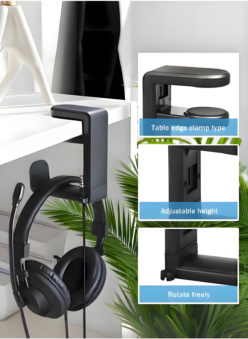 XiuWoo Adjustable Headset Stand, Under Desk Headphone Holder, 360° Rotating Headphone Hanger Hook  - Image 4