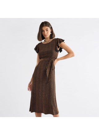 Textured Midi Dress with Flutter Sleeves and Tie-Up Belt - pzsku/ZC4330683E611FC418F51Z/45/_/1728453862/721c2015-26ed-47a7-8ea8-c8d78aadf03d