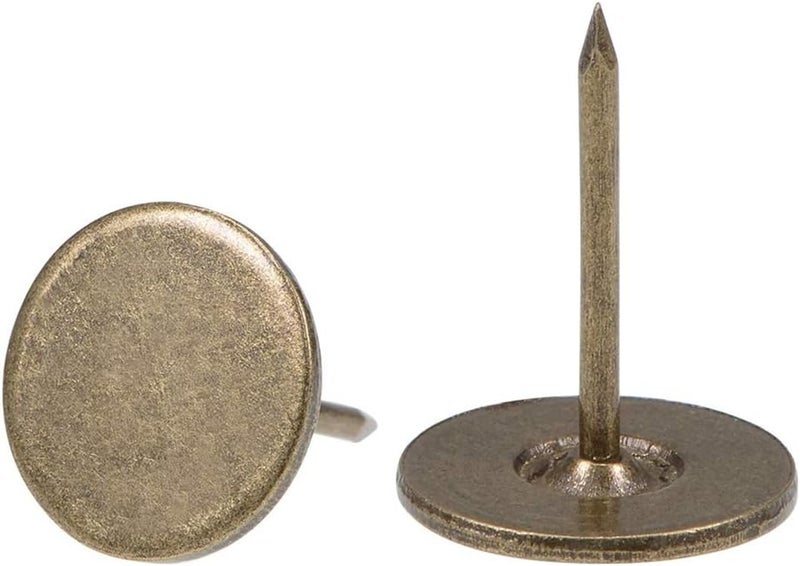 TOP-VIGOR 20pcs Bronze Flat Head Upholstery Tacks, Heavy Duty Push Pins, 16 x 20mm Decorative Thumb Tacks for Wall, Cork Board, Furniture and Notice Board - Image 1