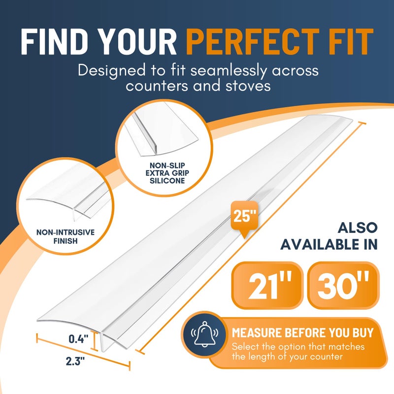 Linda's Essentials Lindaâ€™s Essentials Silicone Stove Gap Covers (2 Pack), Heat Resistant Oven Gap Filler Seals Spaces Between Stovetop and Counter, Easy to Clean Stove Side Guard (25 Inches, Clear) - Image 2