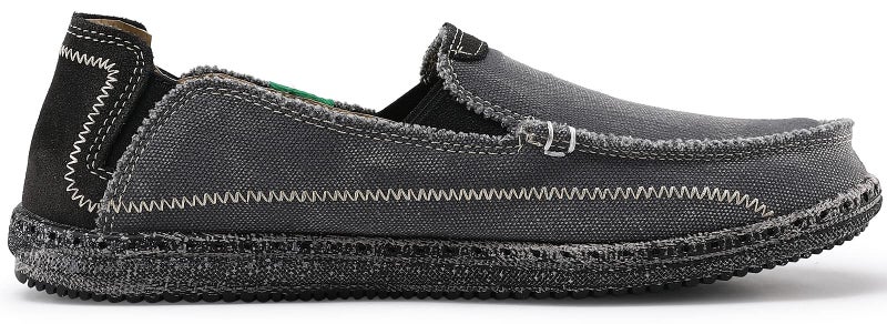 VILOCY Mens Slip on Deck Shoes Zero Drop Casual Canvas Loafer Vintage Flat Boat Shoes Grey US11 EU45 - Image 3