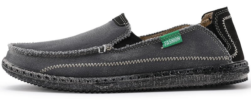 VILOCY Mens Slip on Deck Shoes Zero Drop Casual Canvas Loafer Vintage Flat Boat Shoes Grey US11 EU45 - Image 2