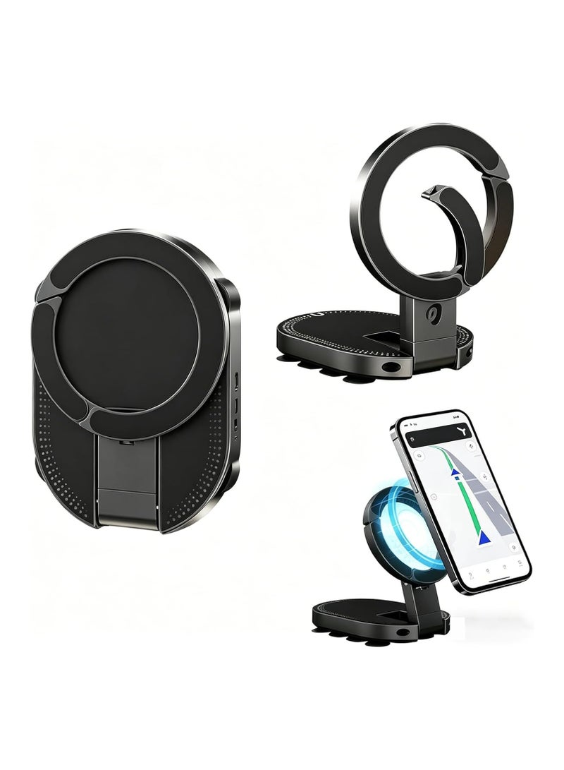 O Ozone 3-in-1 Suction Magnetic Phone Holder 2026 Foldable 360° Rotatable MagLock Mount Strong Suction Gym Car Dashboard Kitchen Office Phone Stand Holder - Image 1
