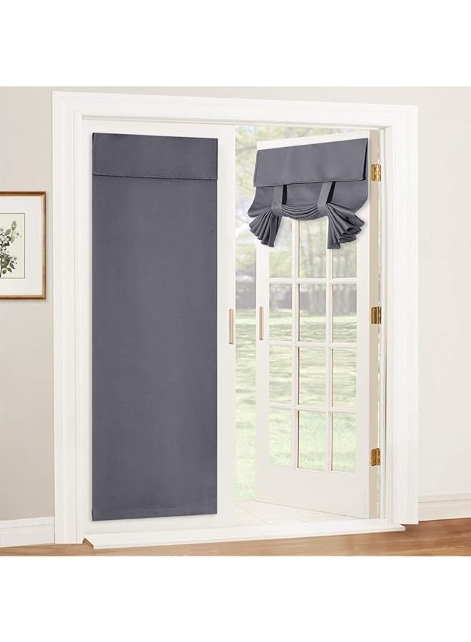 erorex Blackout Door Curtain Privacy Thermal Insulated Tricia Door Window Curtains For Patio French Front Sidelight Curtain Tie Up Shade W26 X L69 Inch 1 Panel Gray - Image 1