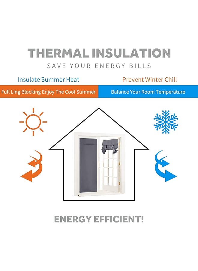 erorex Blackout Door Curtain Privacy Thermal Insulated Tricia Door Window Curtains For Patio French Front Sidelight Curtain Tie Up Shade W26 X L69 Inch 1 Panel Gray - Image 3