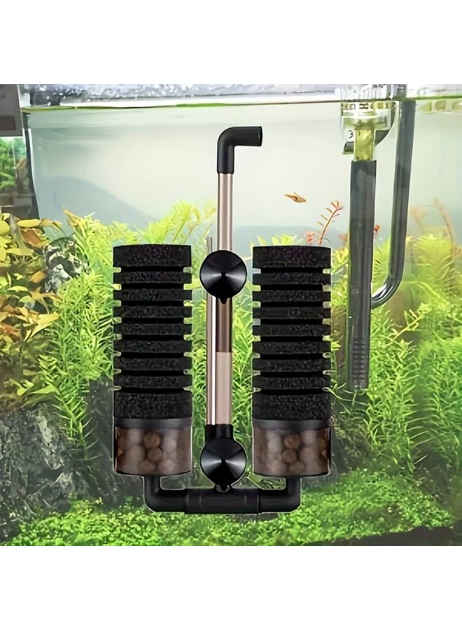 مرشف إسفنجي مزدوج الرأس صغير مع صندوق أكريليك وخرطوم ووسائط ترشيح للأحواض المائية - Image 5