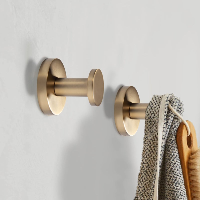 TUNNY 5 Pack Round Towel Hooks-Champagne Gold Modern Coat Hooks Shower Towel Hooks for Bathroom Kitchen Home Storage - Image 3