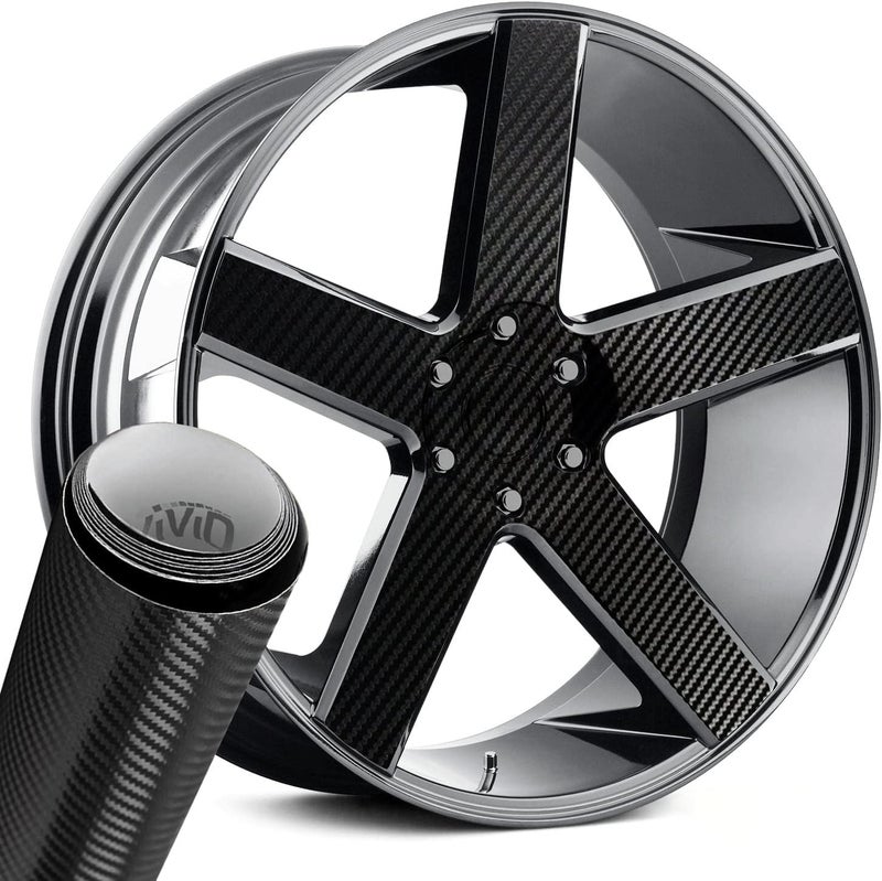VViViD Auto Rim Air-Release Adhesive Vinyl Wrap 24 Inch x 30 Inch 4 Sheet Pack (Black Carbon 24" x 30" 4-Pack) - Image 1