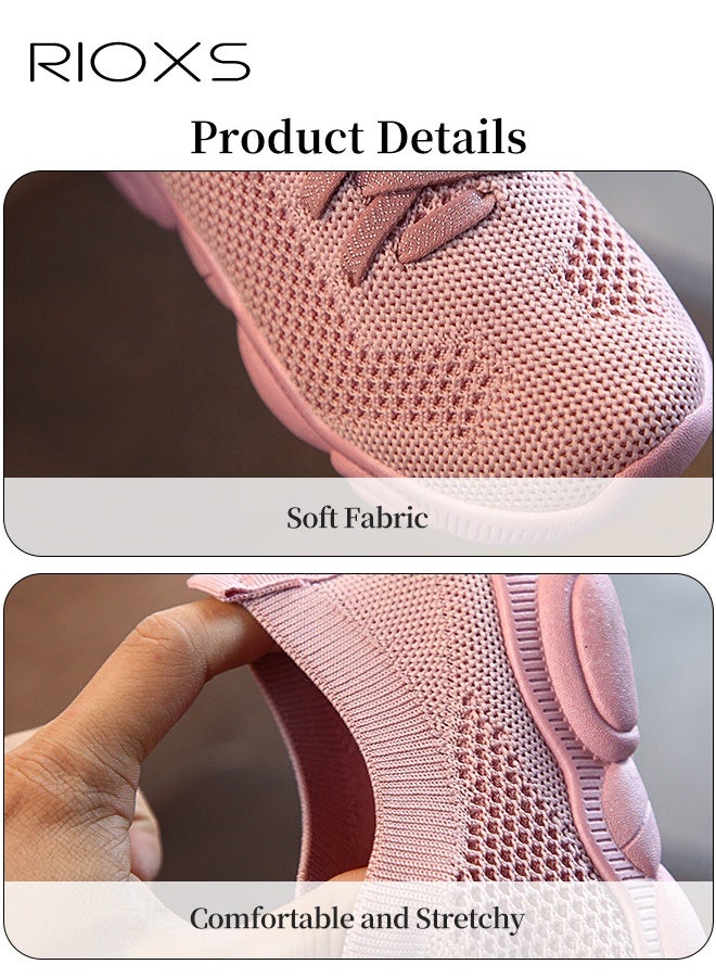 RIOXS Toddler Shoes, Baby Girls Boys Barefoot Shoes, Round Toe Kids Sneakers, Soft Comfy Slip-on Shoes, Breathable Mesh Tennis Shoes, Lightweight Preschool Walking Shoes, Kindergarten Flexible Sneakers, Anti-slip Baby Sock Shoes- Pink Shoes  - Image 5