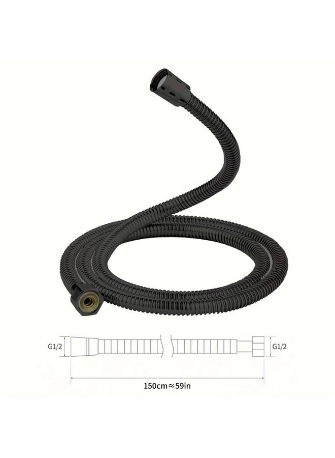 150cm Flexible Metal Shower Hose Black Explosion Proof Bathroom Accessory For Bidet Sprayer And Pet Washing - Image 3