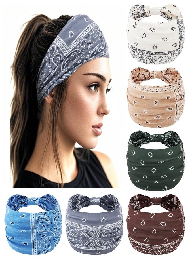 YARIEW Boho Headbands for Women Wide Bandana Headbands Stretch Knotted Headband Elastic Head Bands Women's Hair Band Non-Slip Yoga Workout Head Wraps Hair Accessories for Women Girls - Image 1