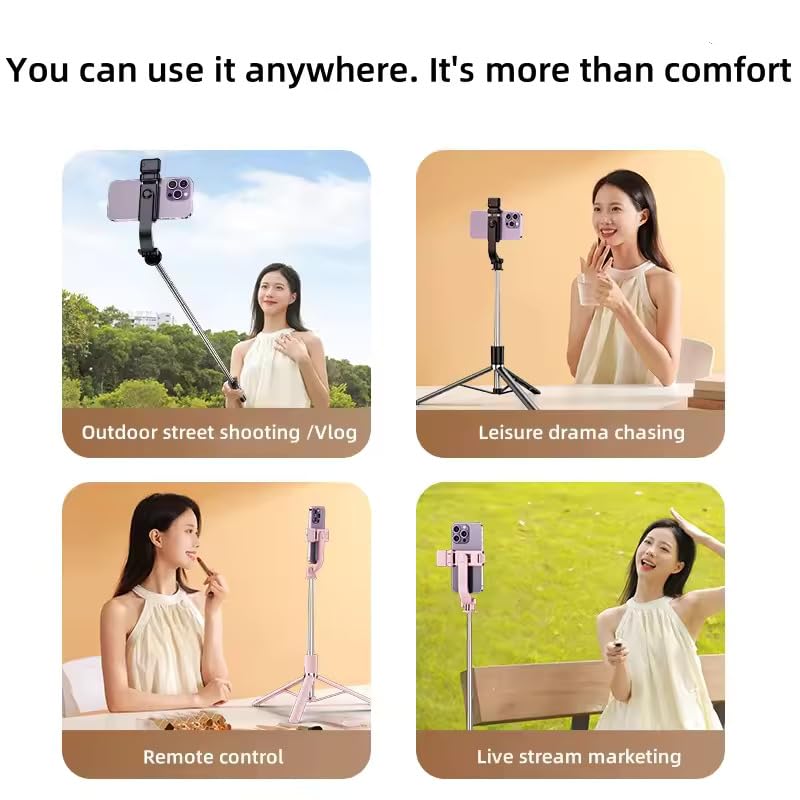 TARAVEE -62 inch Extra Long,Selfie Stick with Tripod Stand, 360 Degree,with LED Light, selfi Stick for Mobile Phone/iPhone/GoPro/Camera,Bluetooth Selfie Stick with BT Remote Control-Black - Image 4