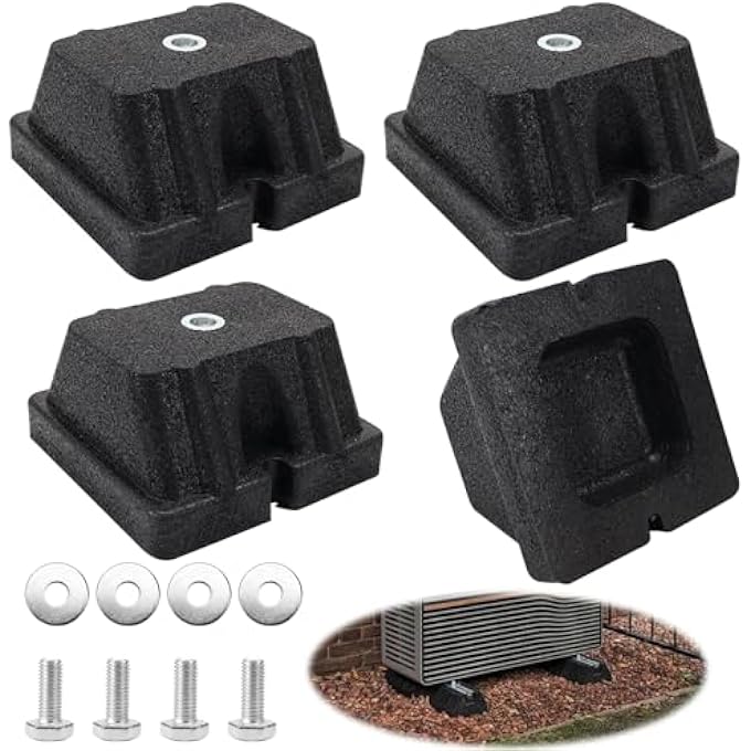 VIBRATION DAMPER FOR HEAT PUMP, PACK OF 4, 120 X 120 X 65 MM, ANTI-VIBRATION FEET FOR AIR CONDITIONING, 500 KG LOAD CAPACITY (4 PIECES) - Image 1