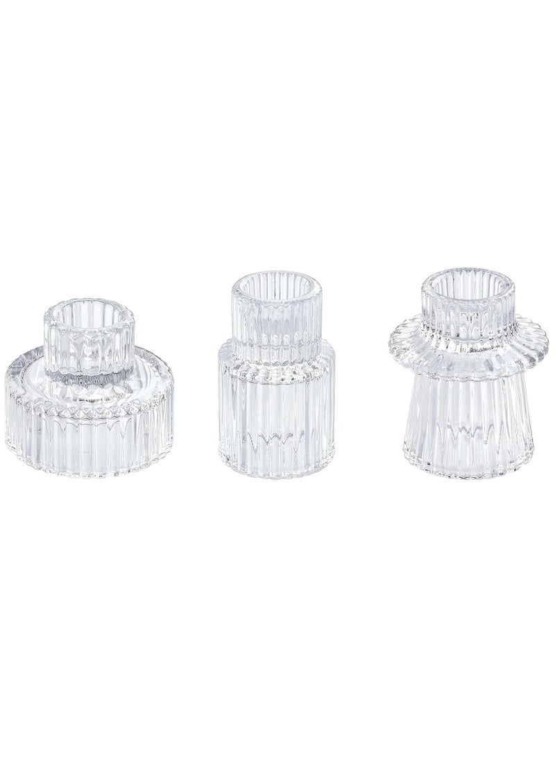 Generic 3 Piece Transparent Glass Candle Holder For Party Wedding  - Image 1