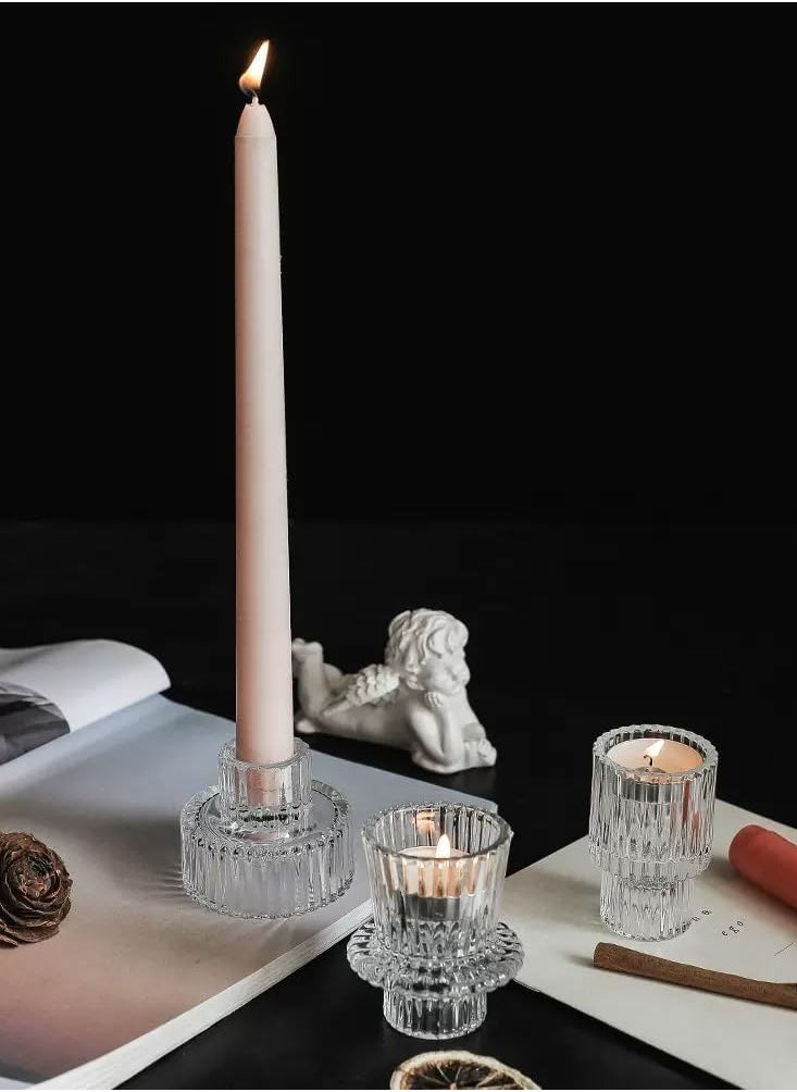 Generic 3 Piece Transparent Glass Candle Holder For Party Wedding  - Image 2