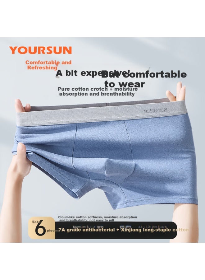 Your Sun Yi Er Shuang Men's Cotton 7a Antibacterial Boxer Briefs Loose Plus Size Breathable Men's Four-corner Shorts 6-pack - Image 3