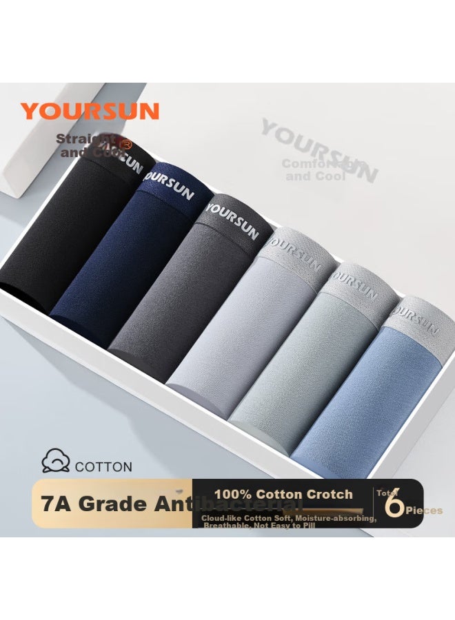 Your Sun Yi Er Shuang Men's Cotton 7a Antibacterial Boxer Briefs Loose Plus Size Breathable Men's Four-corner Shorts 6-pack - Image 1
